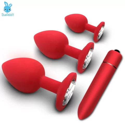 Silicone Anal Plug Set with Vibrate - S135